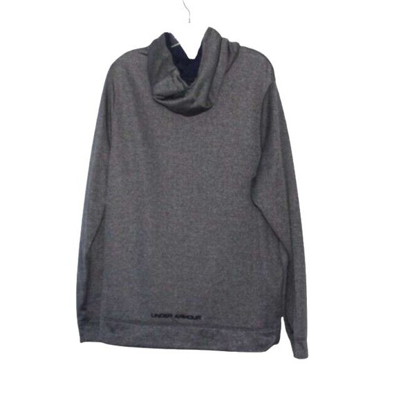 Under Armour Sweatshirt Size Large Hoodie Hooded Pullover Men Gray Blue Logo. - Picture 5 of 7